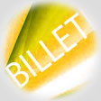 Mot billettique en diagonale sur fond jaune