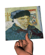 Lenticulaire de morphing du portrait Vincent Van Gogh en son autoportrait